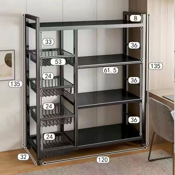Kitchen storage rack Dormitory thickened household fruit and vegetable basket storage rack Multi functional mesh basket storage rack