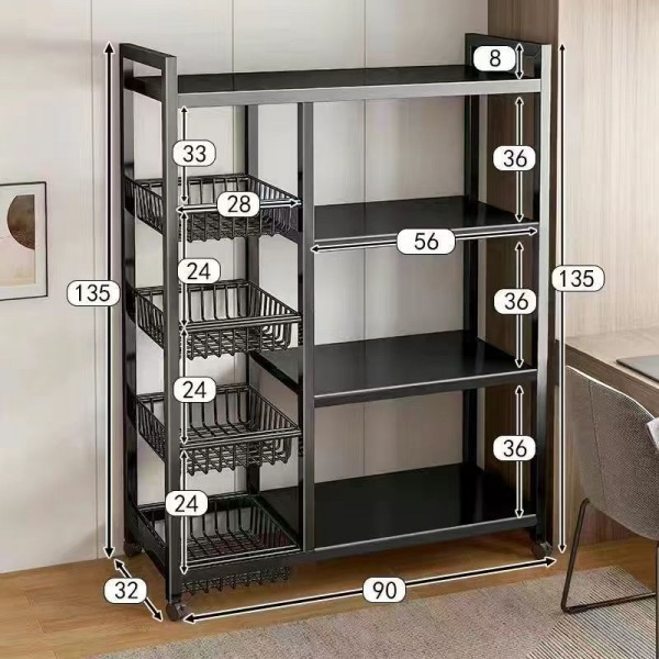 Kitchen storage rack Dormitory thickened household fruit and vegetable basket storage rack Multi functional mesh basket storage rack