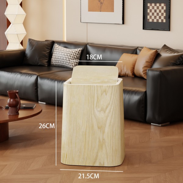 Wood grain trash can, home living room, bedroom, antique style, high-end, light luxury, paper basket, office, hotel sanitary bin