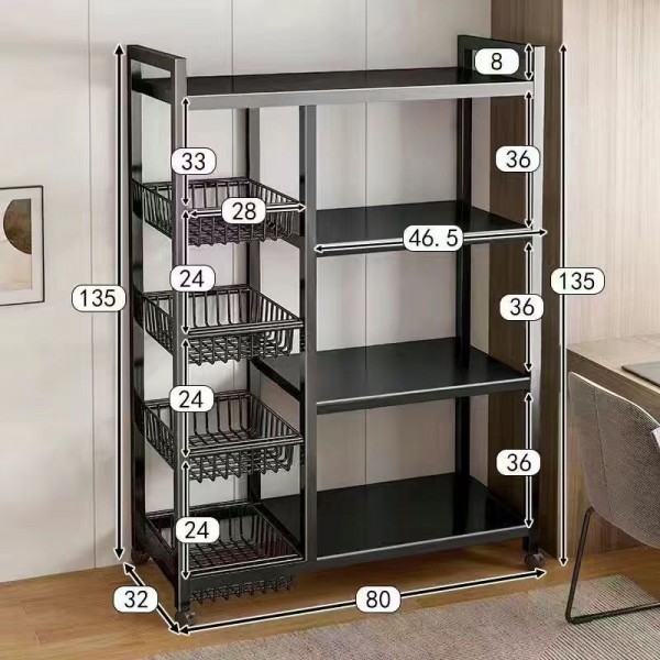 Kitchen storage rack Dormitory thickened household fruit and vegetable basket storage rack Multi functional mesh basket storage rack