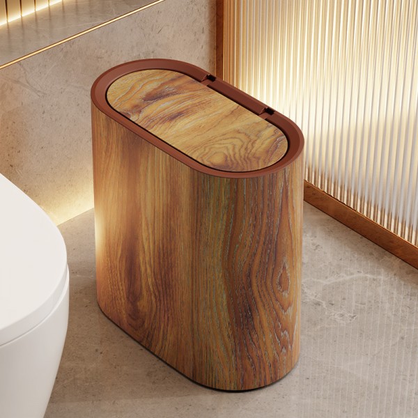 Cross border oval press type elastic lid garbage bin, bathroom crevice plastic bin, classified storage paper basket, household bin
