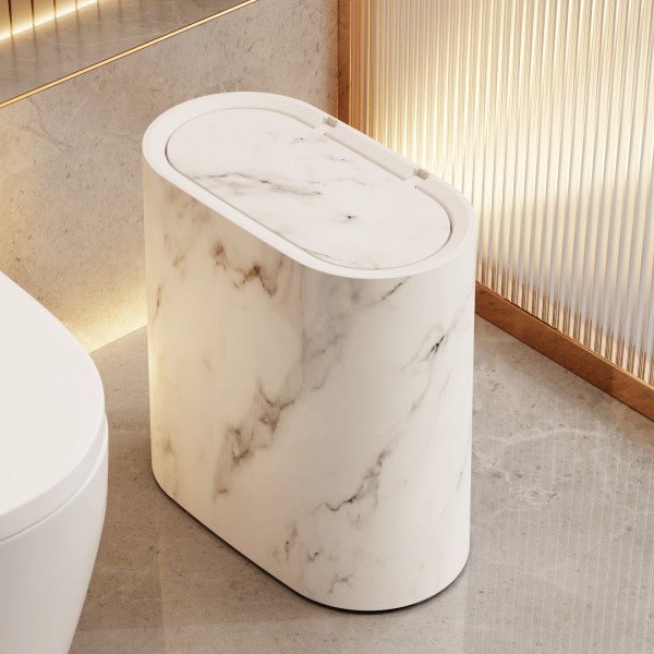 Cross border oval press type elastic lid garbage bin, bathroom crevice plastic bin, classified storage paper basket, household bin