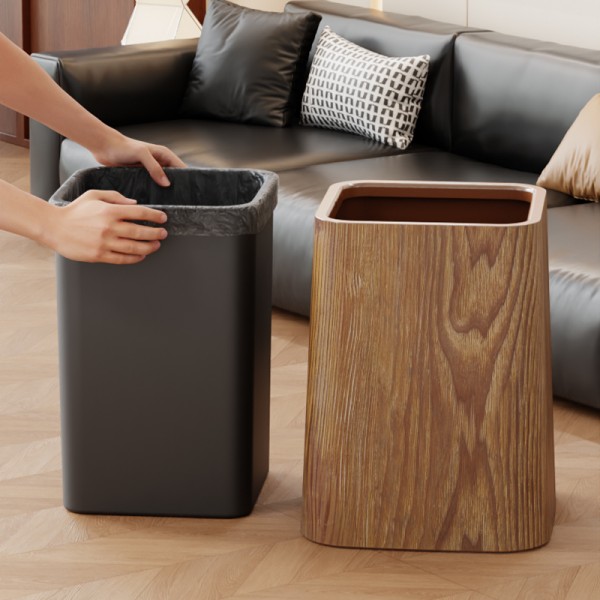 Wood grain trash can, home living room, bedroom, antique style, high-end, light luxury, paper basket, office, hotel sanitary bin