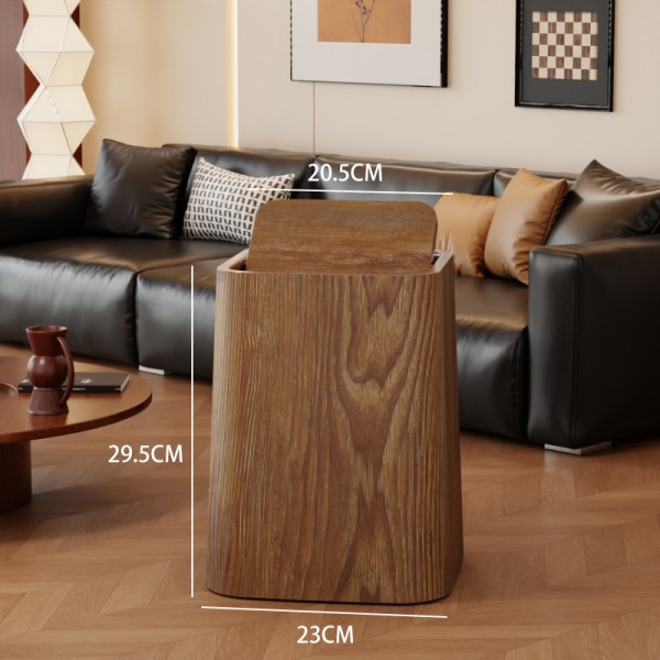 Wood grain trash can, home living room, bedroom, antique style, high-end, light luxury, paper basket, office, hotel sanitary bin