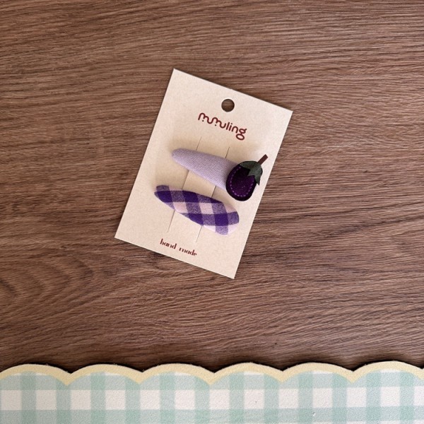 Korean version of new children's hair clip with grid pattern, fruit edge clip, girls' BB clip, hair clip edge clip, bangs clip, color blocked hair accessory