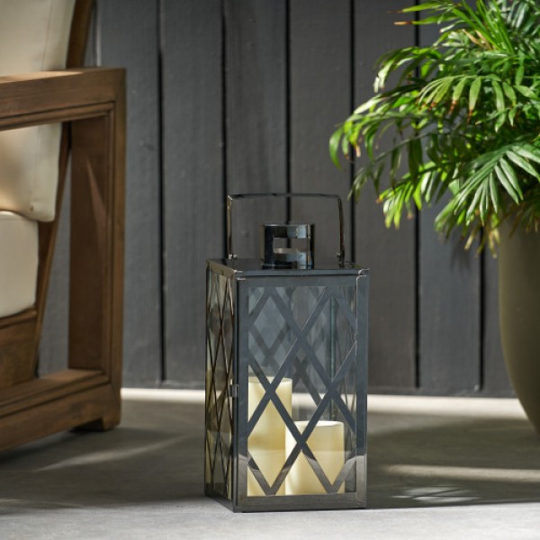 ANTON 14"H STAINLESS STEEL LANTERN