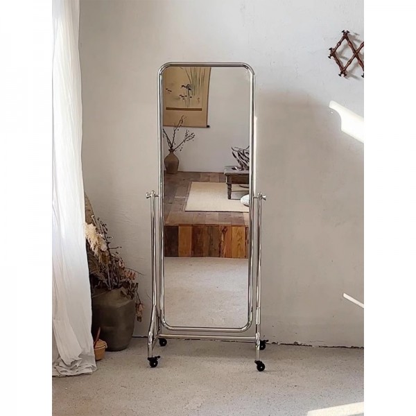 Alice Full-Length Mirror: Nordic style Instagram-Famous Stainless Steel Floor-Standing Full-Body Moving Mirror