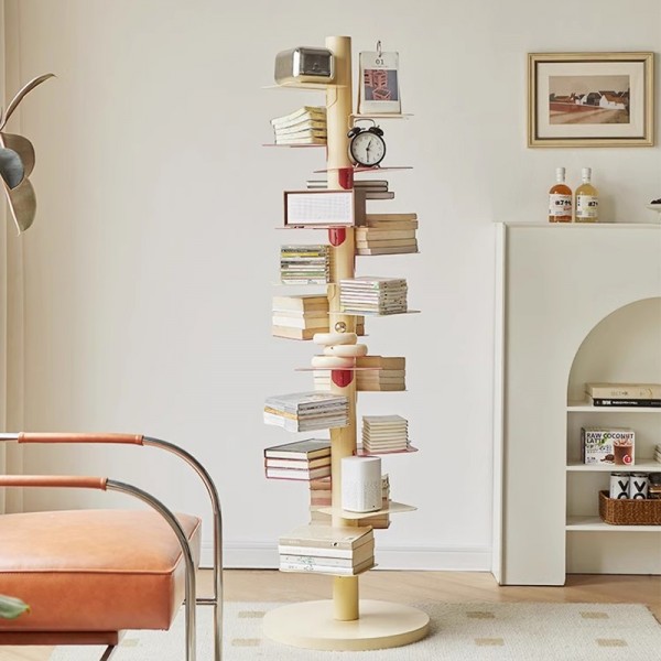 Rotating Bookshelf Internet Celebrity Multi-layer Iron Art Corner Invisible Reading High-rise Storage Rack