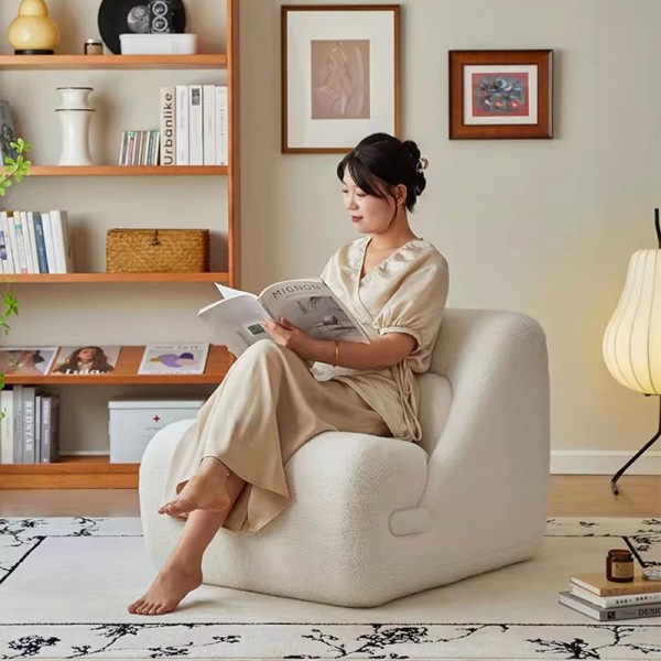 Single sofa, Nordic lazy sofa, can be used for lying down or sleeping, balcony leisure chair, lambswool