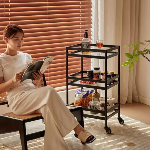 Ebi Trolley Used Changhong Tempered Glass Movable Internet Celebrity Snack Cart Small Tea Table