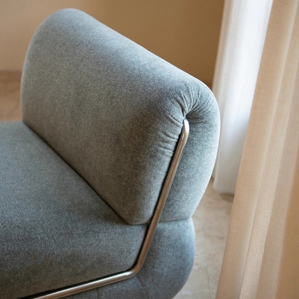 Modular single sofa, stainless steel leisure chair, fabric lazy sofa