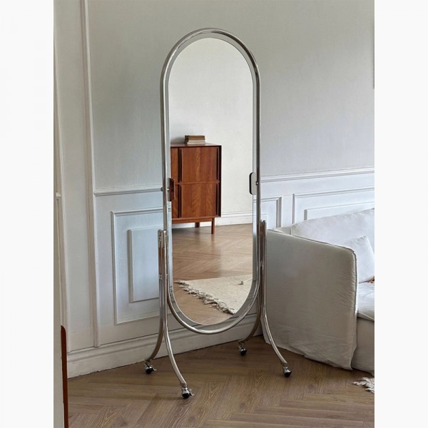 Full-length floor-standing mirror, home dressing mirror, stainless steel dressing mirror, walk-in closet mirror, movable mirror