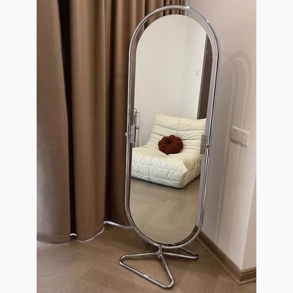 Full-length rotating floor-standing mirror with a light luxury style, suitable for dressing rooms and home use