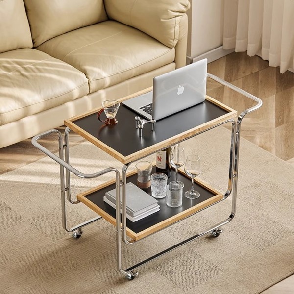 Vintage luxury mini trolley, German replica, movable side table, trendy storage rack, dining trolley