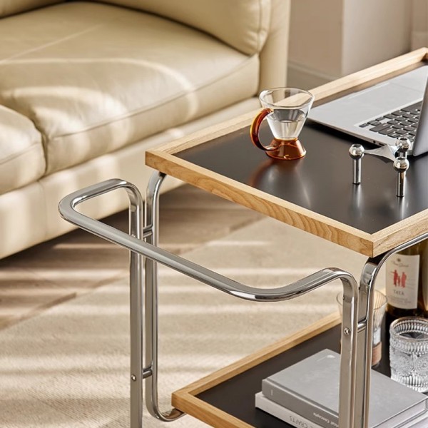 Vintage luxury mini trolley, German replica, movable side table, trendy storage rack, dining trolley