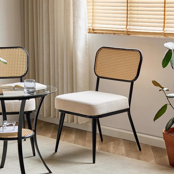 Home-use minimalist round small-sized table and chair set for afternoon tea and leisure, made of woven rattan
