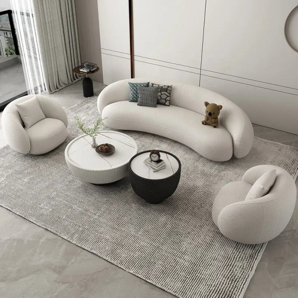 Luxury Modern White Lamb Wool Chesterfield Sectional 3 Seater Sofa Bed Julep Designer Living Room Furniture Set