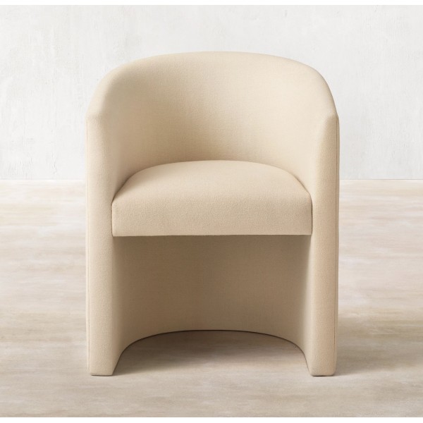 High Quality Restaurant Hotel Furniture Custom Fabric Cotton Linen Velvet Art Modern Slop Arm Dining Armchair