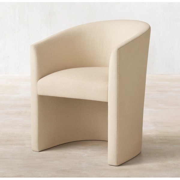 High Quality Restaurant Hotel Furniture Custom Fabric Cotton Linen Velvet Art Modern Slop Arm Dining Armchair