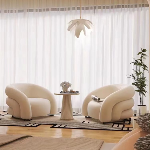 Modern High-End Tufted Reclining Sofa Chair Fabric Frame Single Lounge Chair Living Room Hotel Furniture Villas Apartments Malls