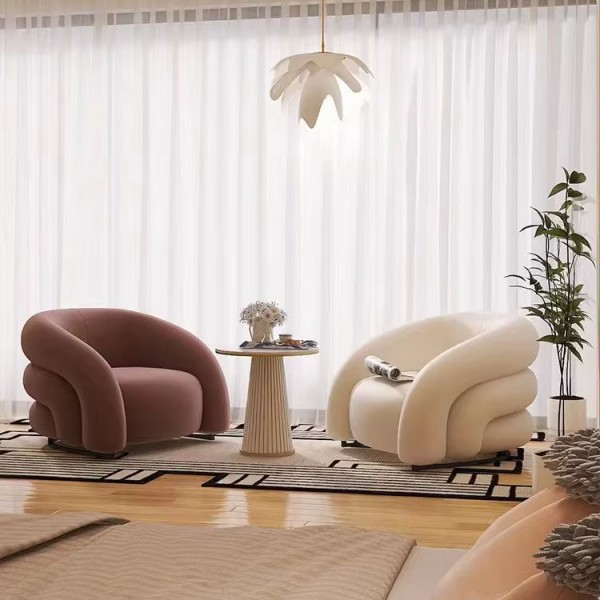Modern High-End Tufted Reclining Sofa Chair Fabric Frame Single Lounge Chair Living Room Hotel Furniture Villas Apartments Malls