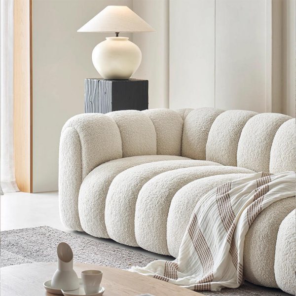 French Minimalist Home Cotton Candy Cloud Sectional Sofa New Trendy Lamb Wool Living Room Furniture with Fabric Material