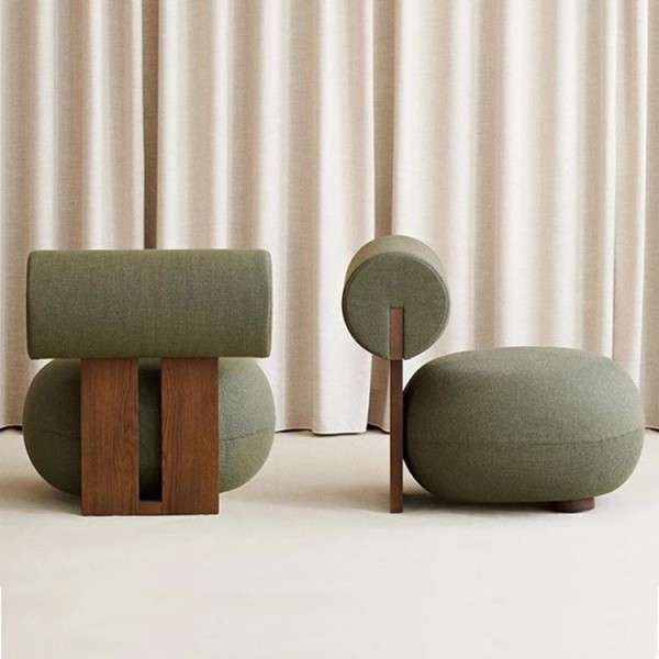 Nordic Solid Wood Sofa Chair Modern Light Luxury Cream Wind Living Room Lazy Lamb Fleece Hippo Chair Single Leisure Chair