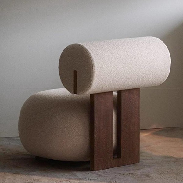 Nordic Solid Wood Sofa Chair Modern Light Luxury Cream Wind Living Room Lazy Lamb Fleece Hippo Chair Single Leisure Chair