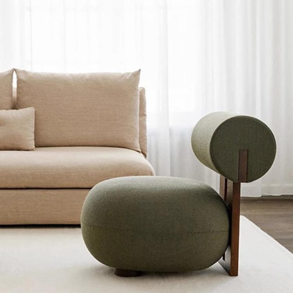 Nordic Solid Wood Sofa Chair Modern Light Luxury Cream Wind Living Room Lazy Lamb Fleece Hippo Chair Single Leisure Chair