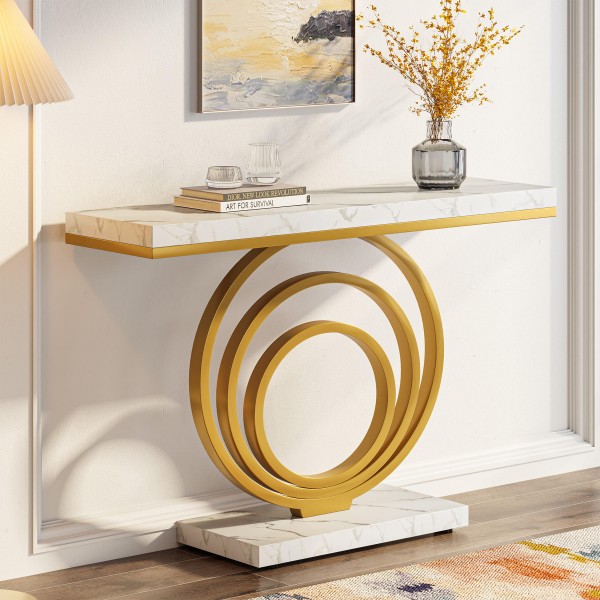 Wholesale 41 Inch Modern Entryway Sofa Table Contemporary Gold Marble Console Tables Living Room Furniture