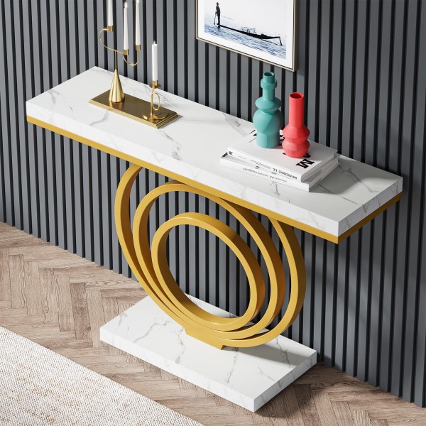 Wholesale 41 Inch Modern Entryway Sofa Table Contemporary Gold Marble Console Tables Living Room Furniture