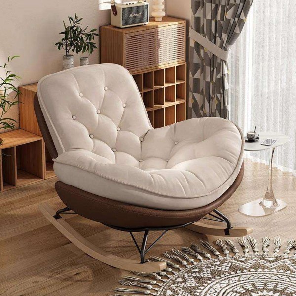 Nordic Modern Luxury Living Room Chairs Rocking Recliner Chair Lounge Sofa Single Lazy Relax Adult Bedroom Reclining Furniture