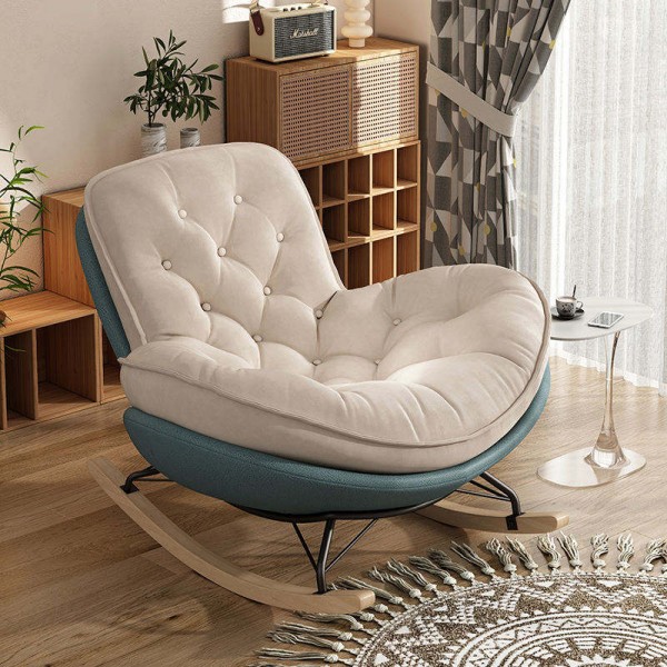 Nordic Modern Luxury Living Room Chairs Rocking Recliner Chair Lounge Sofa Single Lazy Relax Adult Bedroom Reclining Furniture