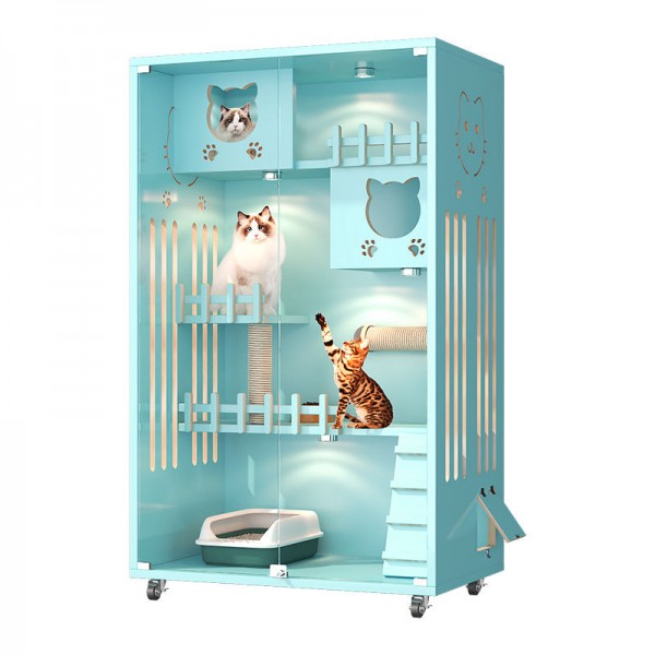 New Arrival Luxury 3-Storey Modern Wooden Cat Furniture Villa Living Room Suitable Animal Pattern Cat House
