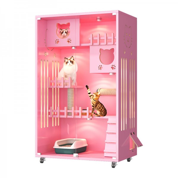 New Arrival Luxury 3-Storey Modern Wooden Cat Furniture Villa Living Room Suitable Animal Pattern Cat House
