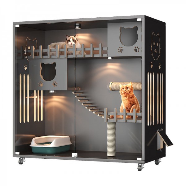 New Arrival Luxury 3-Storey Modern Wooden Cat Furniture Villa Living Room Suitable Animal Pattern Cat House