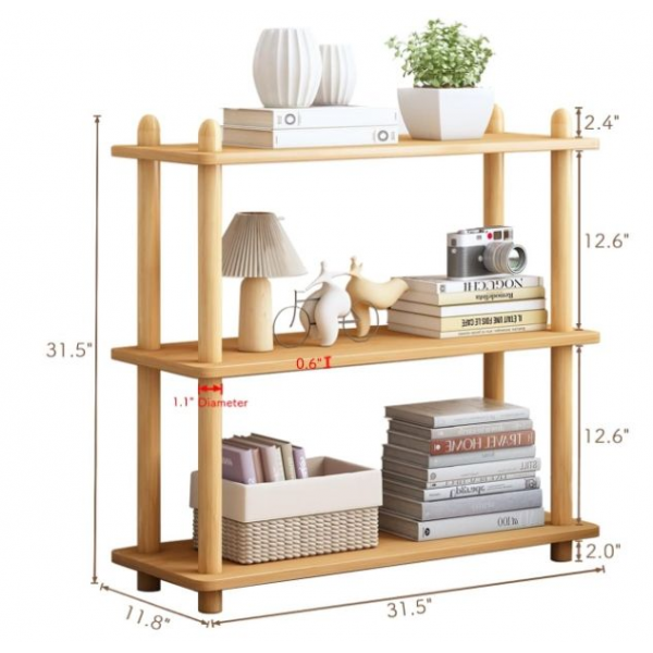 Modern Eco-Friendly Open 3 Level Wooden Bookshelves Multi-Functional Freestanding Storage Display Shelves for Home Office Party