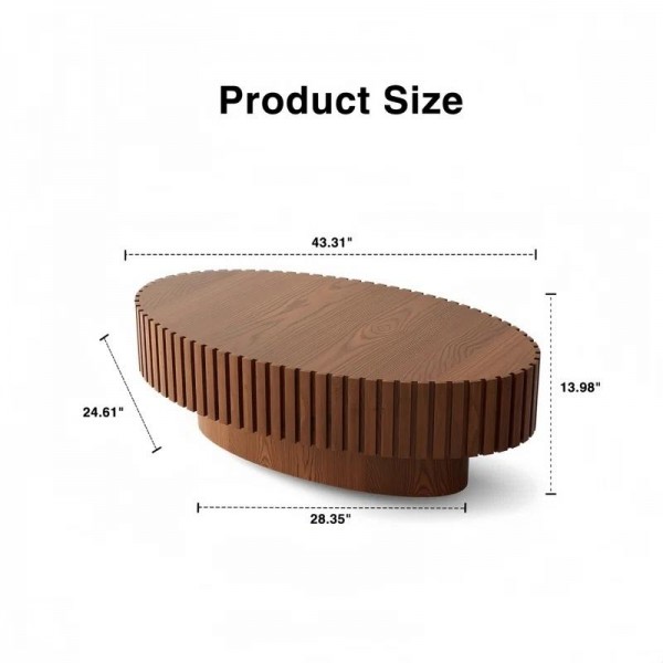 Coffee Table Wooden Olive-Shaped Tea Table for Living Room