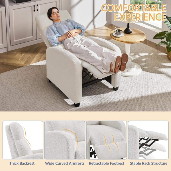 Modern Luxury Reclining Hotel Lounge Chair Furniture Leisure Living Room Single Recliner Sofa Chair