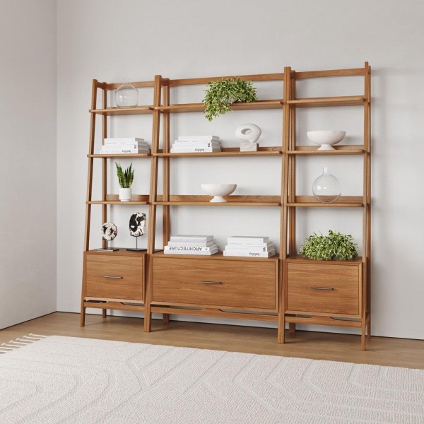 Modern solid wood storage and organisation shelving unit with cabinets, fast delivery Kitchen homeware made in Vietnam