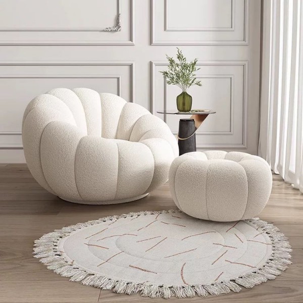Nordic Teddy Living Room Chair Wool Fabric Luxury Single Seater Sofa Accent Lounge Chairs Lazy Armchair