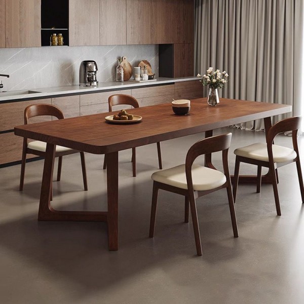 Modern All-Solid Wood Rectangular Dining Table Chair Set for Home or Apartment Dining Room Furniture