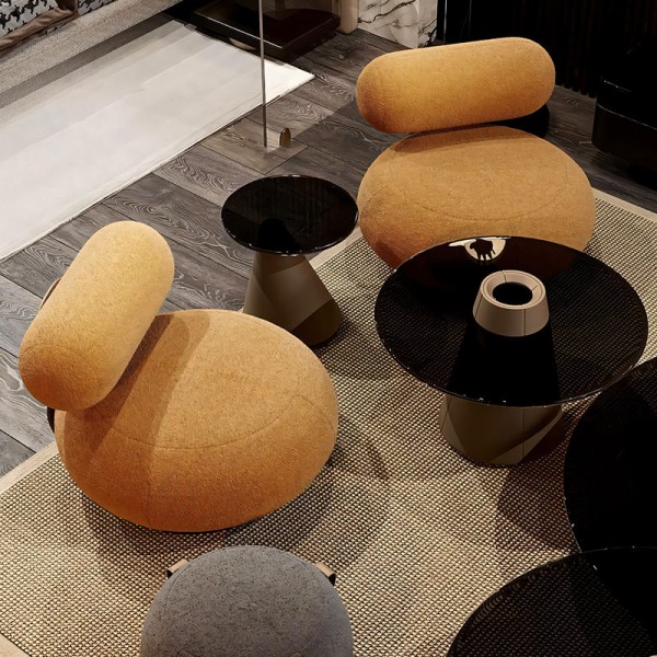 Practical Metal Single Chair with Teddy Velvet for Showroom and Meeting Spaces Made of Hardware Solid Wood High Density Sponge