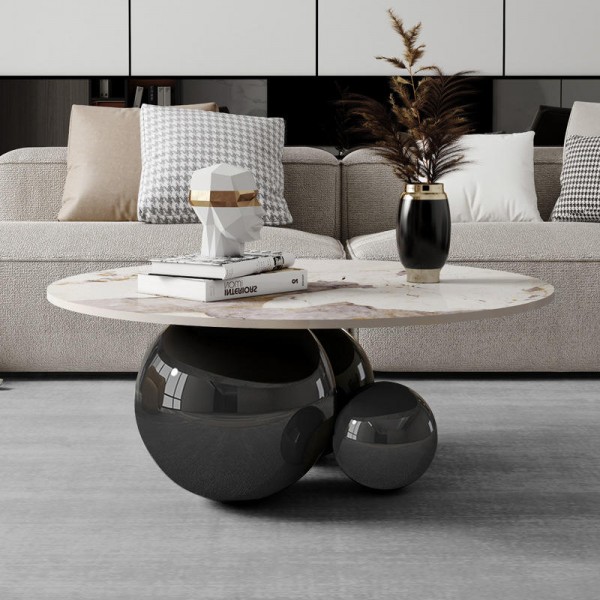 Postmodern Modern Luxury Stainless Steel Metal Gold Silver or Black Living Room Round Coffee Table for Hotel Furniture
