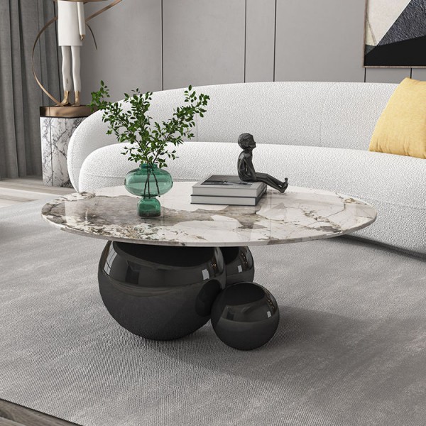 Postmodern Modern Luxury Stainless Steel Metal Gold Silver or Black Living Room Round Coffee Table for Hotel Furniture