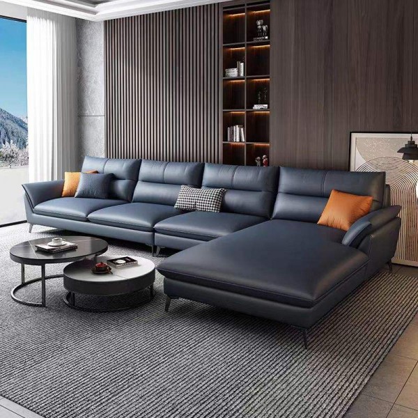 Nordic Style Recliner Sofa Bed Comfortable Leather Upholstered with Waterproof Wood Cover for Living Room