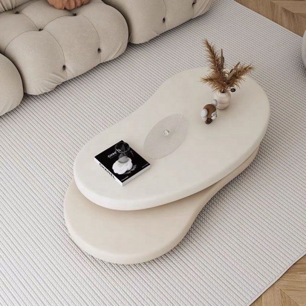 Modern Cloud Shaped Rotating Coffee Table Cream Style MDF Wood with Steel and Metal for Home or Hotel Furniture