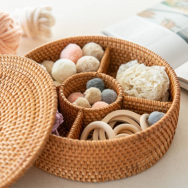 Homeware Vietnam High-quality Handmade Rattan Jewellery Box Storage Box Bead Storage Box
