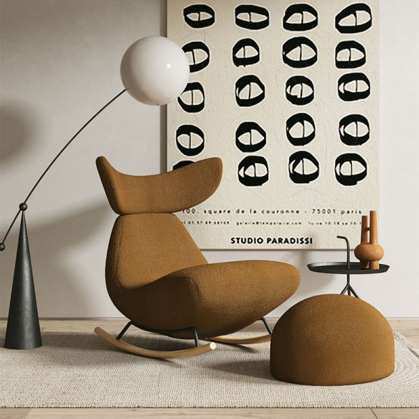 Nordic Minimalist Style Single Seat Upholstered Sofa Chair Rocking Living Room Accent Leisure Chair