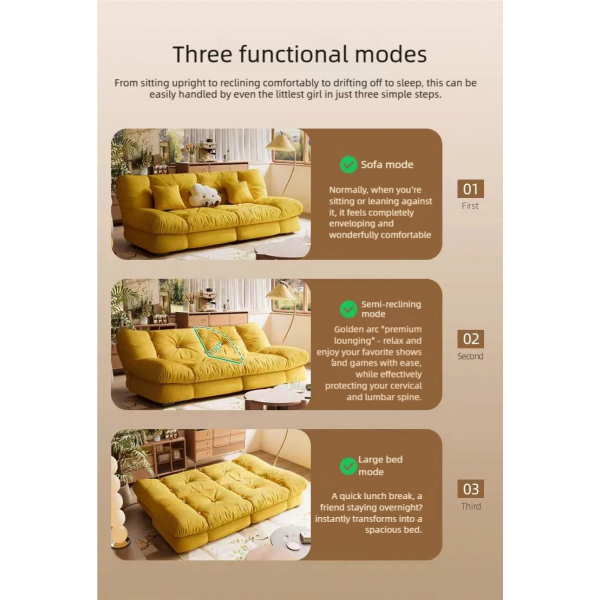 Popular Cream Cloud Modern Sofa Bed Velvet Double Couch Sofa Com Bed Night and Day Foldable for Living Room Home Furniture